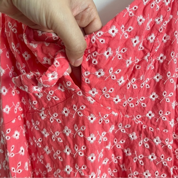 Francesca’s Blue Rain Coral Floral Ditsy Mini Dress Twist Front Size L - Picture 5 of 10